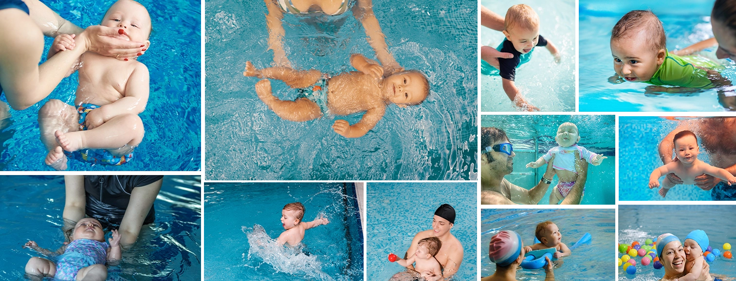 Mini Dolphins swimming lessons decorative frame